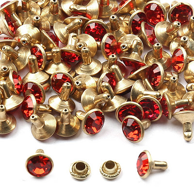 50 komplekti/iepakojumā 8 mm Rhinestone kniedes stikls kristāla dubultā vāciņš kniedēm nagu smaile DIY ādas izstrādājumu apavi Somas Dekora piederumi