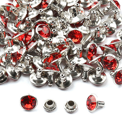 50 komplekti/iepakojumā 8 mm Rhinestone kniedes stikls kristāla dubultā vāciņš kniedēm nagu smaile DIY ādas izstrādājumu apavi Somas Dekora piederumi