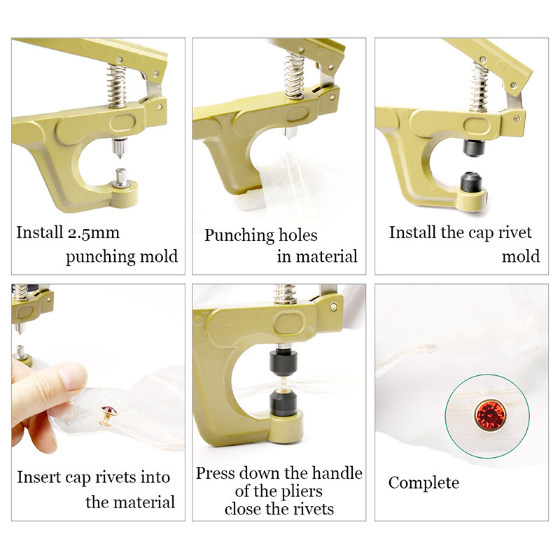 50 komplekti/iepakojumā 8 mm Rhinestone kniedes stikls kristāla dubultā vāciņš kniedēm nagu smaile DIY ādas izstrādājumu apavi Somas Dekora piederumi