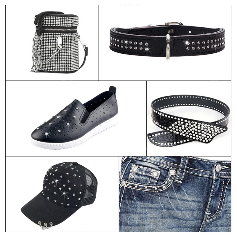 50 komplekti/iepakojumā 8 mm Rhinestone kniedes stikls kristāla dubultā vāciņš kniedēm nagu smaile DIY ādas izstrādājumu apavi Somas Dekora piederumi