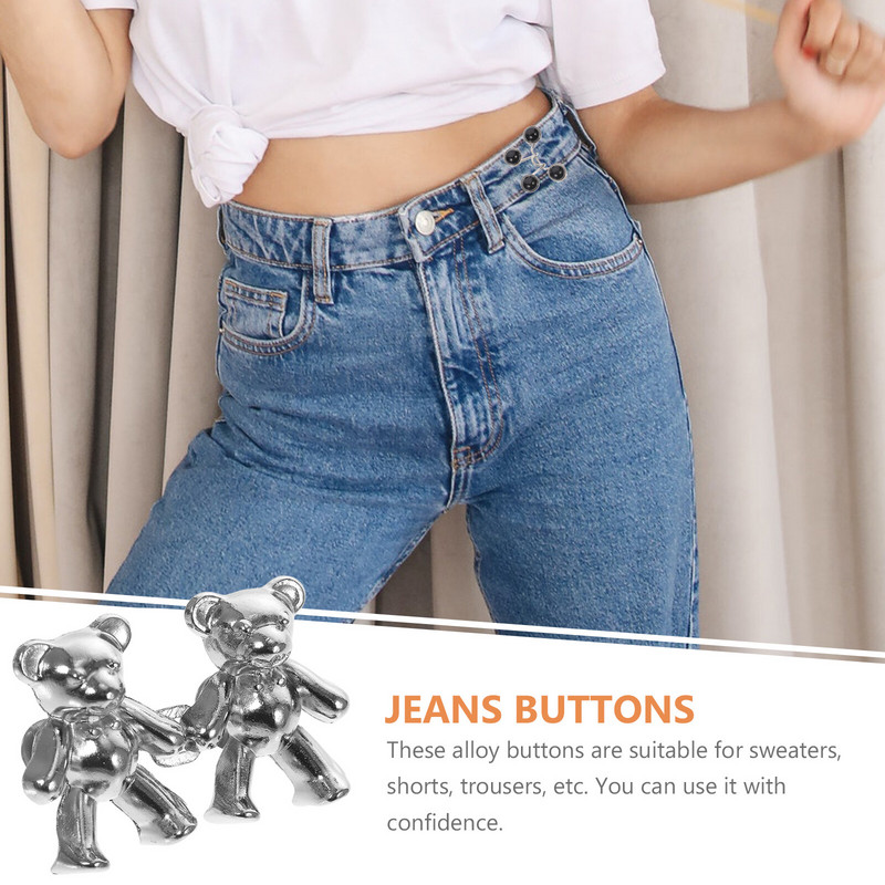 2 pāri lāča vidukļa sprādzes Sieviešu somas džinsi ar vienkāršām pogām jostas piegādes cinka sakausējuma bikses fiksējošas sieviešu brīvas bikses bez nagiem