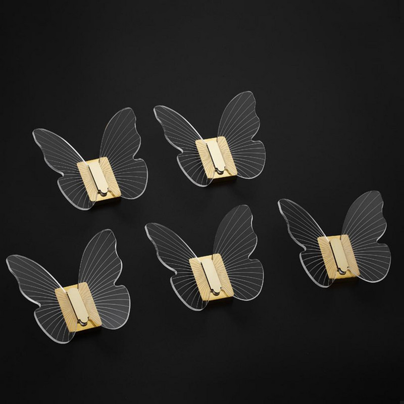 Lielisks dvieļu pakaramais caurspīdīgs kompakts radošs tauriņu organizators ar āķa sienas mākslas dekoru durvju āķa maisa turētājs