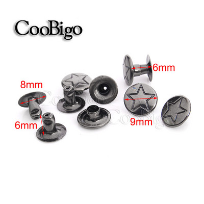 200 komplektu apaļa poga zvaigzne, dubultā kniedes smaile apģērbam, DIY, ādas aproce, soma, apavi, jostas piederums, diametrs 9 mm