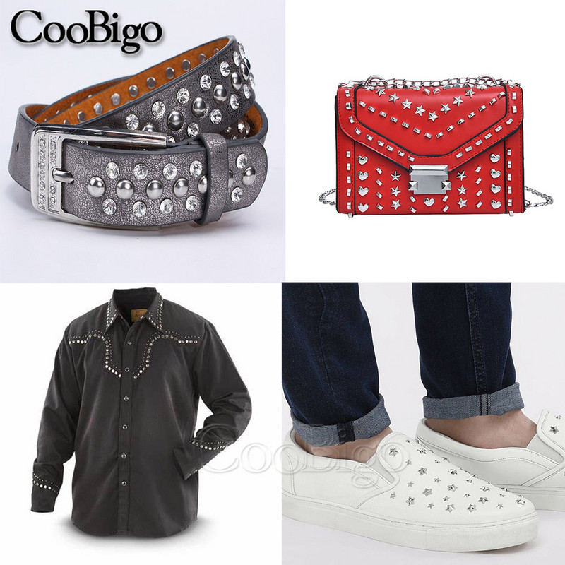 200 komplektu apaļa poga zvaigzne, dubultā kniedes smaile apģērbam, DIY, ādas aproce, soma, apavi, jostas piederums, diametrs 9 mm