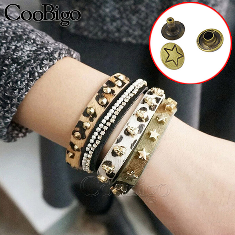 200 komplektu apaļa poga zvaigzne, dubultā kniedes smaile apģērbam, DIY, ādas aproce, soma, apavi, jostas piederums, diametrs 9 mm