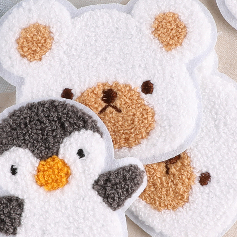 Χαριτωμένα μπαλώματα με πετσέτα πιγκουίνους με πετσέτα κεντημένα μπαλώματα πετσέτα μάλλινη κεντημένη αρκούδα μπάλωμα ράψιμο σε αυτοκόλλητο ρούχα Διακοσμητικά