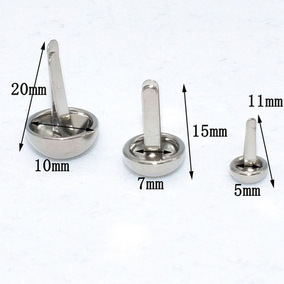 Round Brads somiņa pēdu rokassomiņa nagu galviņas sēņu smaile kniede priekš DIY ādas amatniecības somiņa pēdas rokassomu soma izgatavošana 5mm 7mm 10mm