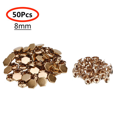50 komplekti Sešstūra kniedes Skrūve Spike Studs Punk plankumi Apģērba Ādas Amatniecības jostas Maks Dekorācija DIY Apģērbu Aksesuārs 8/10MM