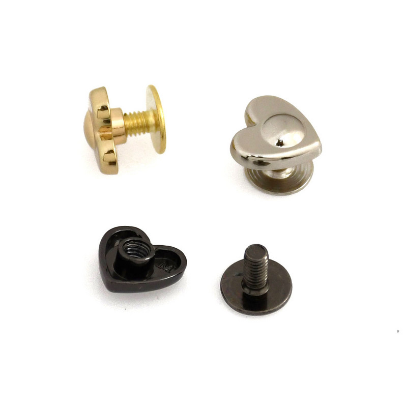 10 gab. Sirds formas metāla skrūvējamas aizmugures kniedes, kas paredzētas DIY ādas kniedes, nagu apģērba gabali, ādas amatniecības jostas maka somas dekorēšanas aparatūra