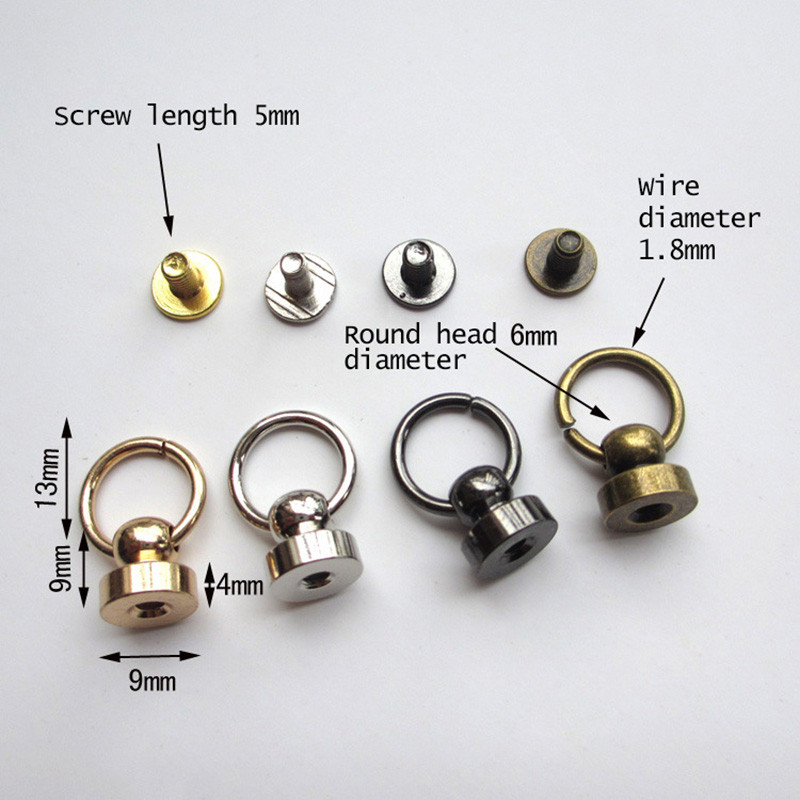 20 σετ Μεταλλικό πόμολο δαχτυλίδι κρεμαστό από καθαρό χαλκό Βιδωτό πριτσίνια DIY Crafts Δερμάτινα ρούχα Τσάντες αποσκευών Διακόσμηση Κεφάλι μοναχών καρφιά πόρπη για νύχια