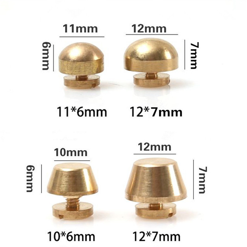 10 gab. Misiņa pēdu nagu ādas soma, apakšējā skrūvējamā kauss, nagu DIY, bagāžas dekorēšana, pēdu nagu sprādze, metāla aparatūras piederumi