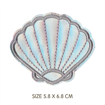 Pretty Shell Русалка Squid Leather Parches Embroidery Iron on Patches for Clothing Направи си сам Sea Stripes Стикери за дрехи Апликации