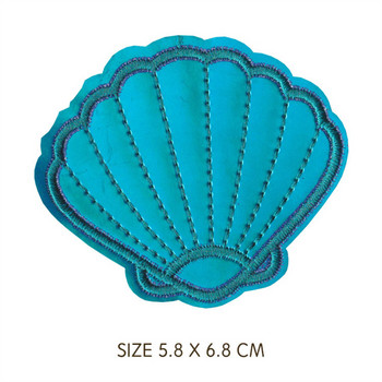 Pretty Shell Русалка Squid Leather Parches Embroidery Iron on Patches for Clothing Направи си сам Sea Stripes Стикери за дрехи Апликации