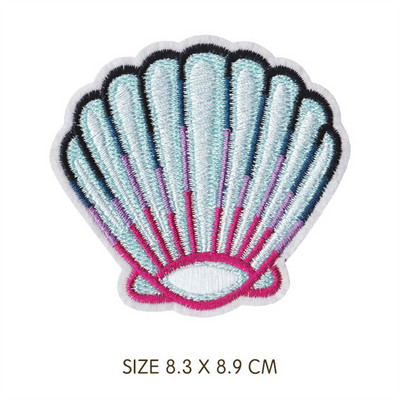 Pretty Shell Mermaid Kalmāri Ādas Parches Izšuvumi Gludeklis uz Plāksteri apģērbam DIY Sea Stripes Apģērbi Uzlīmes Aplikācijas