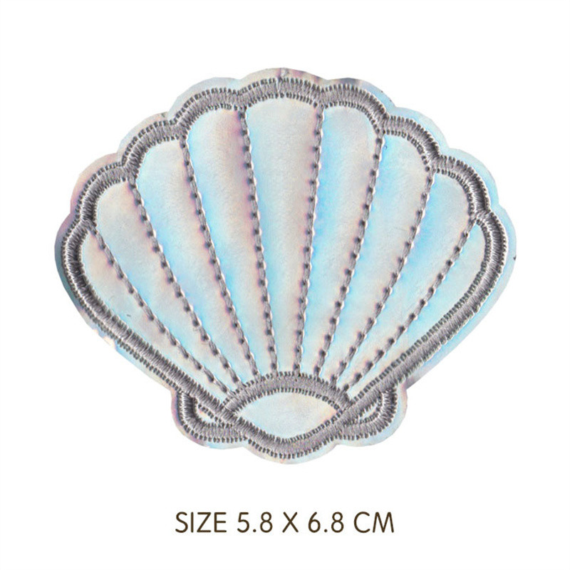 Pretty Shell Mermaid Kalmāri Ādas Parches Izšuvumi Gludeklis uz Plāksteri apģērbam DIY Sea Stripes Apģērbi Uzlīmes Aplikācijas