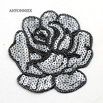 AHYONNIEX 5 τεμ./παρτίδα Παγιέτες με παγιέτες, μάρκας τριαντάφυλλο λουλούδι, πανί μπαλώματα σίδερο σε απλικέ τσάντα Αυτοκόλλητα σε ρούχα