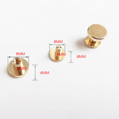 20 Komplekti 5/6,5/8 mm tīra vara rokturi skrūvju kniedes DIY Crafts Ādas soma konta grāmata Divu galu tapas Aparatūras dekors nagu sprādzes