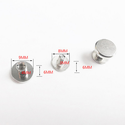 20 Komplekti 5/6,5/8 mm tīra vara rokturi skrūvju kniedes DIY Crafts Ādas soma konta grāmata Divu galu tapas Aparatūras dekors nagu sprādzes