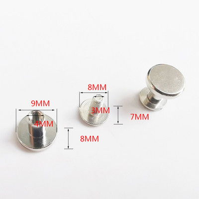 20 Komplekti 5/6,5/8 mm tīra vara rokturi skrūvju kniedes DIY Crafts Ādas soma konta grāmata Divu galu tapas Aparatūras dekors nagu sprādzes