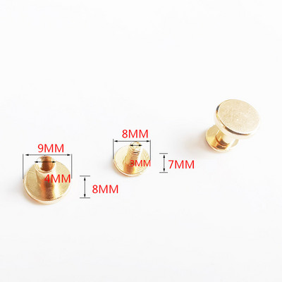 20 Komplekti 5/6,5/8 mm tīra vara rokturi skrūvju kniedes DIY Crafts Ādas soma konta grāmata Divu galu tapas Aparatūras dekors nagu sprādzes