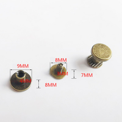 20 Komplekti 5/6,5/8 mm tīra vara rokturi skrūvju kniedes DIY Crafts Ādas soma konta grāmata Divu galu tapas Aparatūras dekors nagu sprādzes