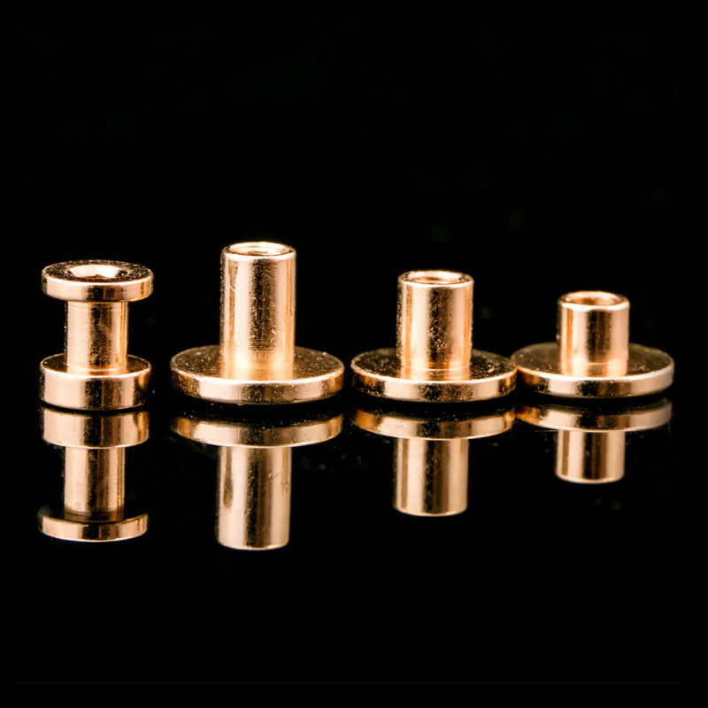 20 Komplekti 5/6,5/8 mm tīra vara rokturi skrūvju kniedes DIY Crafts Ādas soma konta grāmata Divu galu tapas Aparatūras dekors nagu sprādzes