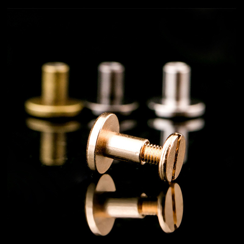 20 Komplekti 5/6,5/8 mm tīra vara rokturi skrūvju kniedes DIY Crafts Ādas soma konta grāmata Divu galu tapas Aparatūras dekors nagu sprādzes