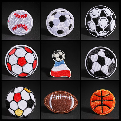 Изящни спортни бейзболни баскетболни лепенки за декор на дрехи 3D направи си сам бродирани футболни топки за ръгби апликации Значки за детски дрехи