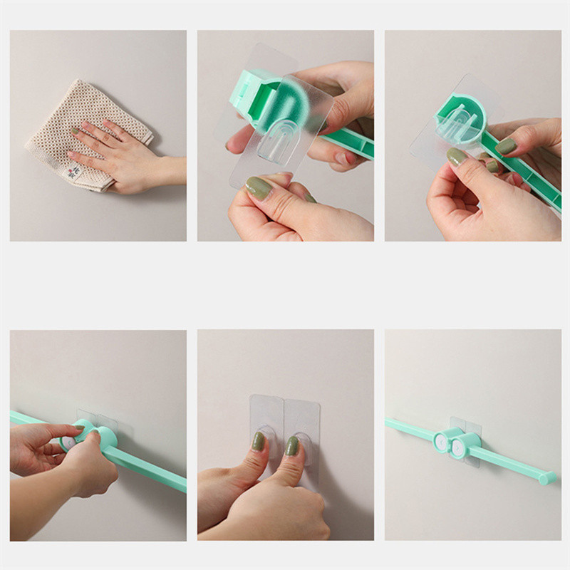 Αυτοκόλλητη κρεμάστρα πετσετών Μπάρα πετσετών μπάνιου Ράφι Πετσέτες επιτοίχιας κρεμάστρα Βεντούζα τουαλέτας Οργάνωση μπάνιου κουζίνας