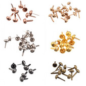 150 gab. Sudraba toņa kupolveida kniedes, tapas, plankumi, panku soma, apģērbi 17x10 mm (5/8"x3/8")