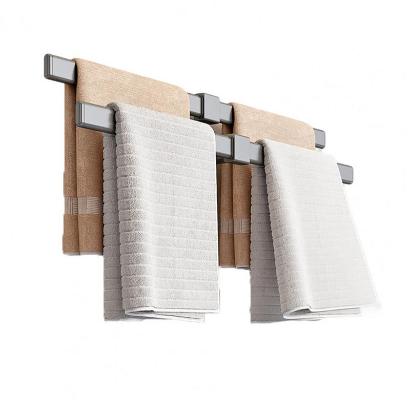 Πετσέτα ράβδος συμπαγής κόλλα Διμερής Διαστημική Αλουμινένια θήκη οργάνωσης πετσετών Μπάνιου Προμήθειες Τουαλέτας Κρεμάστρα για πετσέτες Θήκη για πετσέτες