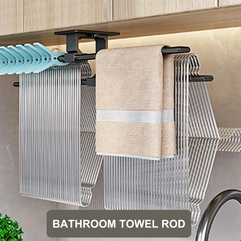 Πετσέτα ράβδος συμπαγής κόλλα Διμερής Διαστημική Αλουμινένια θήκη οργάνωσης πετσετών Μπάνιου Προμήθειες Τουαλέτας Κρεμάστρα για πετσέτες Θήκη για πετσέτες