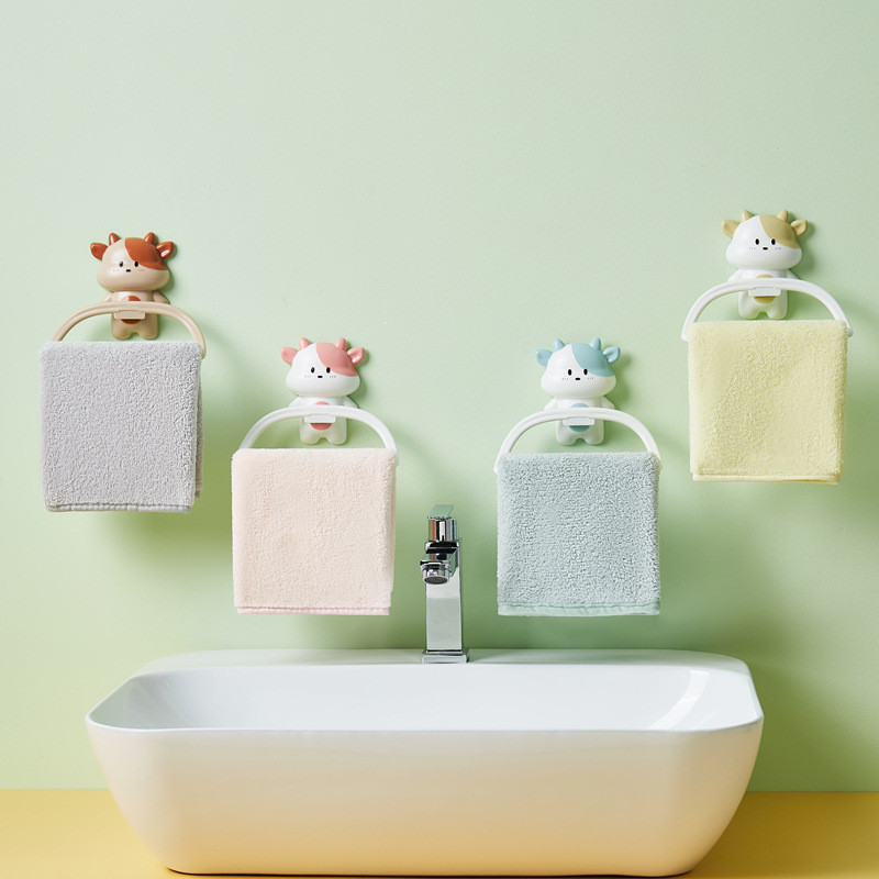 PP karikatūra Govs dvieļu plaukts, pie sienas stiprināms vannas istabas tualetes bērnu piekarināms dvieļu turētājs, pakarināms dvieļu turētāja gredzens mājas virtuvei Colth