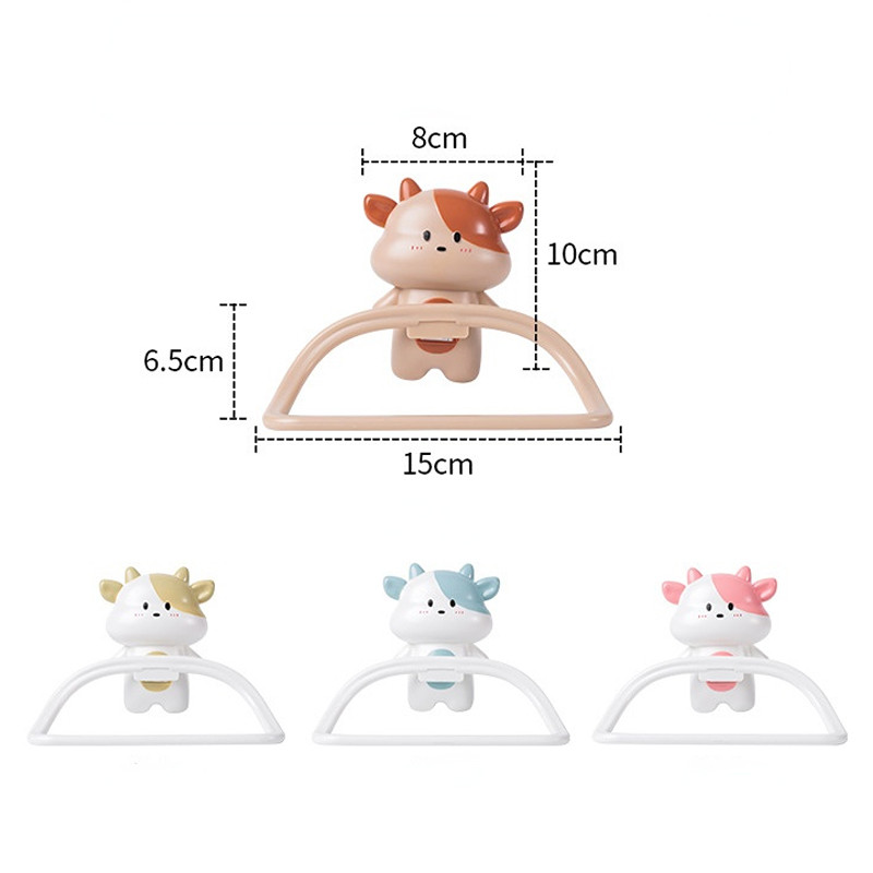 PP karikatūra Govs dvieļu plaukts, pie sienas stiprināms vannas istabas tualetes bērnu piekarināms dvieļu turētājs, pakarināms dvieļu turētāja gredzens mājas virtuvei Colth