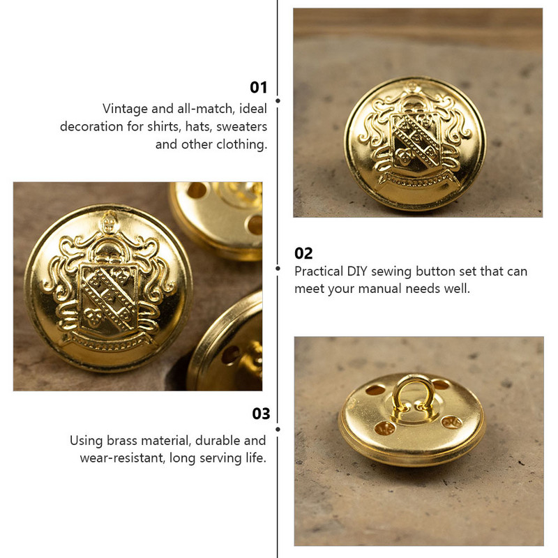 Misiņa pogas Apģērbu pogas Šūšanas sprādzes Dzimšanas dienas dāvana Uzvalks Dekoratīvs mētelis Džins Bikses Vīriešu