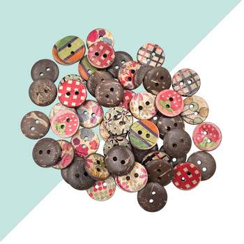 Разнообразни отпечатани кокосови катарами Анимационни дървени копчета Цветни занаяти Детски