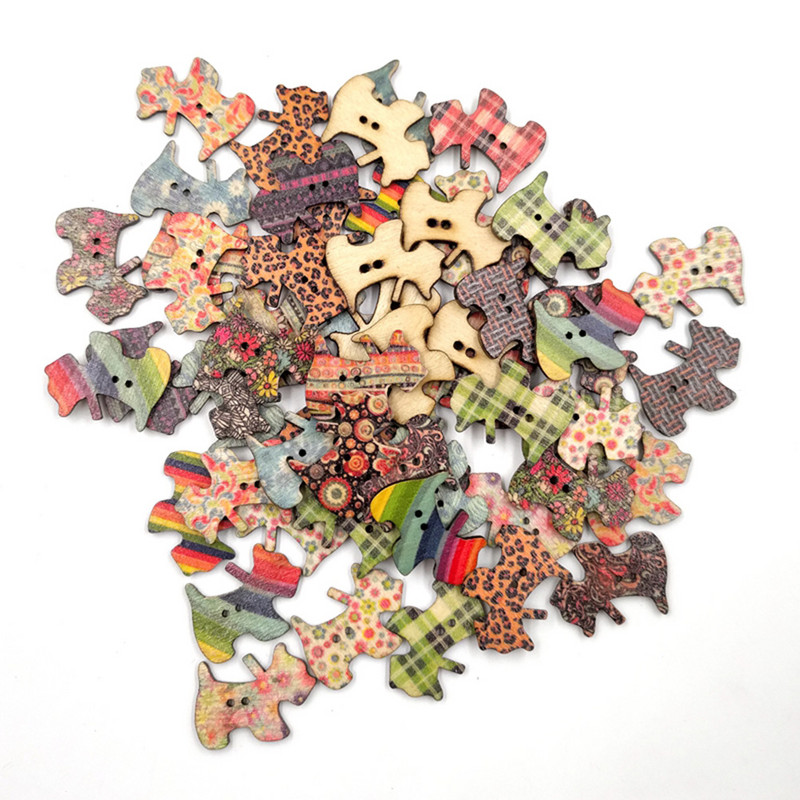 Ποικιλία εμπριμέ αγκράφες καρύδας Κινούμενα σχέδια ξύλινα κουμπιά Πολύχρωμες χειροτεχνίες για παιδιά