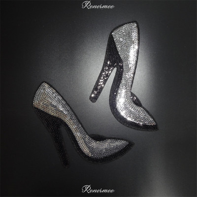 2 Ζευγάρια Κέντημα Ράψτε Σίδερο σε Patch Badge Ρούχα Μεταφορές ύφασμα Δαντέλα Απλικέ παγιέτες Ψηλοτάκουνα Αξεσουάρ DIY 10X15cm