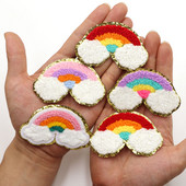 1PC Rainbow Chenille Patch Dzelzs uz remonta Plāksteri Mirdzēt Aplikācijas Apģērbs Nozīmītes apģērbiem Kleita Cepure Džins DIY Dekorācija