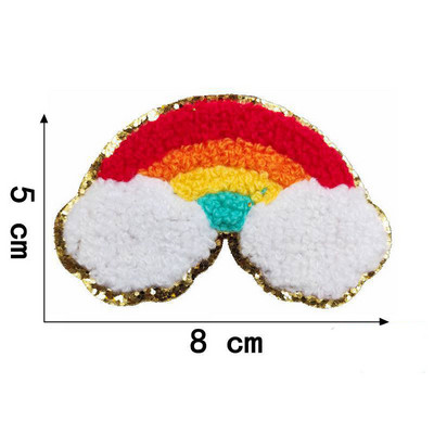 1PC Rainbow Chenille Patch Dzelzs uz remonta Plāksteri Mirdzēt Aplikācijas Apģērbs Nozīmītes apģērbiem Kleita Cepure Džins DIY Dekorācija