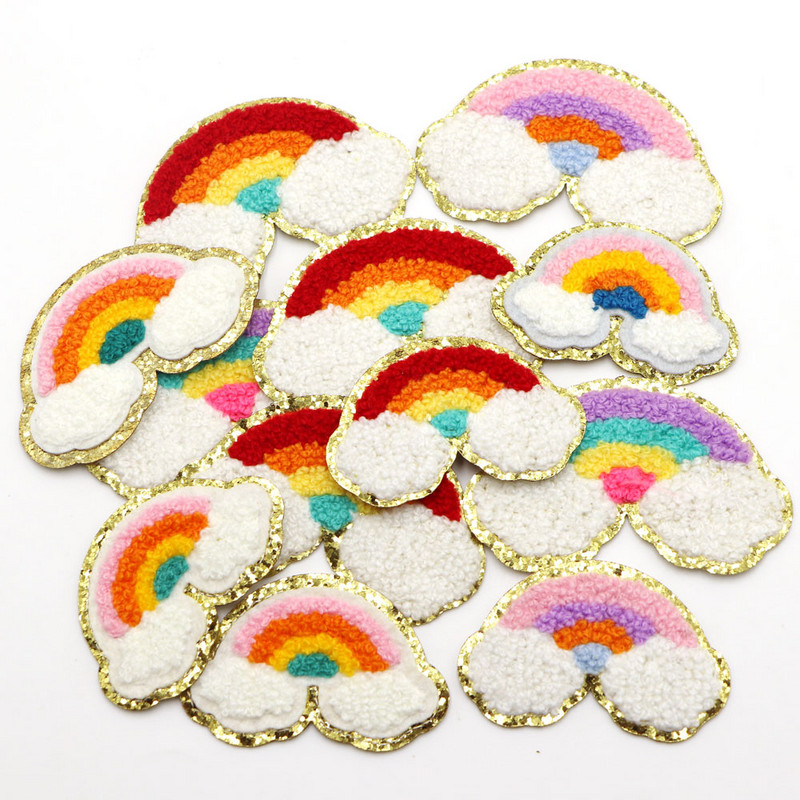 1PC Rainbow Chenille Patch Dzelzs uz remonta Plāksteri Mirdzēt Aplikācijas Apģērbs Nozīmītes apģērbiem Kleita Cepure Džins DIY Dekorācija