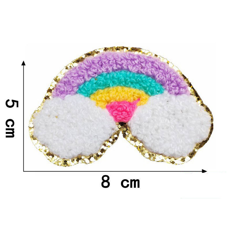 1PC Rainbow Chenille Patch Dzelzs uz remonta Plāksteri Mirdzēt Aplikācijas Apģērbs Nozīmītes apģērbiem Kleita Cepure Džins DIY Dekorācija