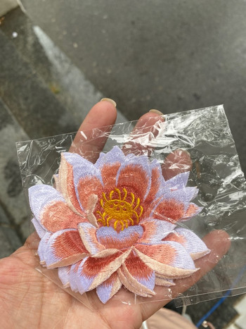 Lotus Custom Iron on Backpack Κεντημένα μπαλώματα για ρούχα Εφαρμογή λουλουδιών απλικέ Ράψιμο πολύχρωμο απλικέ patch Diy