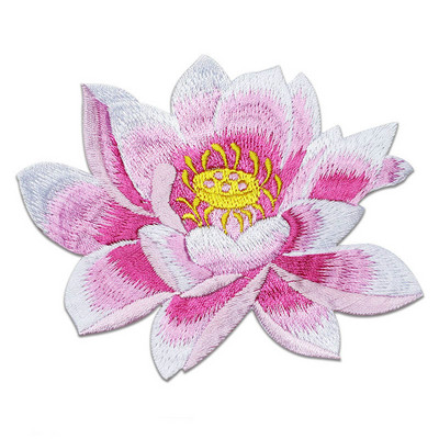 Lotus Custom Iron on Backpack Embroidered Patches for Clothes Application Flower Appliques Sewing colorful Diy patch  applique