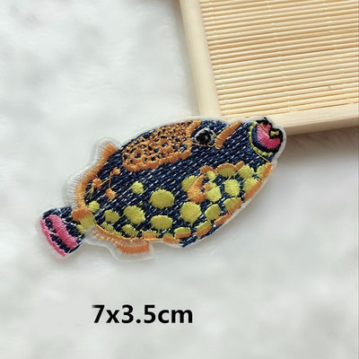 PGY 1 DB Rajzfilm foltok Tengerfenék Világ Állat Tengeri csillag foltszövet Hippokampusz Kagyló Hímzés Gyermekruha Foltok