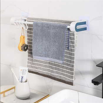 Обикновена двойна стойка за съхранение на кърпи за баня Спестете място Мултифункционална стойка без пробиви