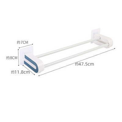 Vienkāršs vannas istabas dubultā dvieļu glabāšanas statīvs, ietaupiet vietu Daudzfunkciju turētājs bez perforācijas