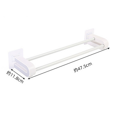 Vienkāršs vannas istabas dubultā dvieļu glabāšanas statīvs, ietaupiet vietu Daudzfunkciju turētājs bez perforācijas