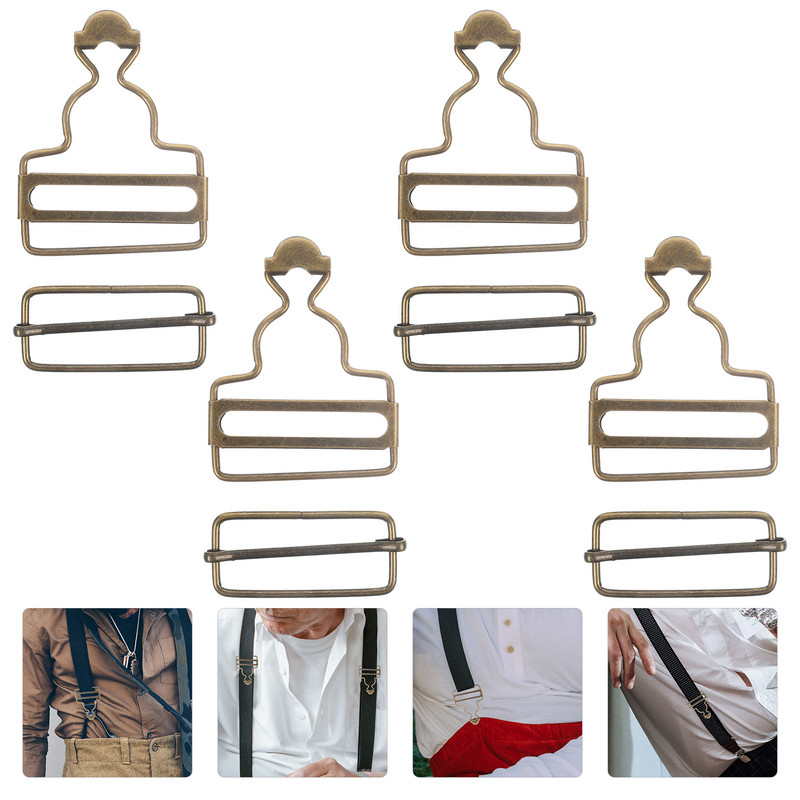 4 vnt kombinezono dirželio kabliukai Metaliniai kombinezonai sagtys „pasidaryk pats“ rankdarbiai su antkrūtiniu kelnės, kelnės, sagos, moliūgų sagtys, siuvimo drabužiai, kelnaitės