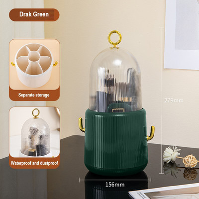 360° rotirajući držač kistova za šminku Prijenosni stolni kozmetički organizator za kistove Kutija za pohranu kozmetike Prozirna posuda za nakit